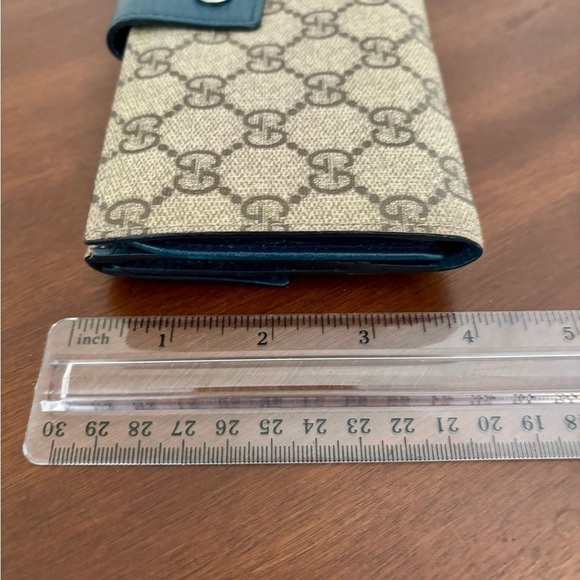 Authentic Gucci GG Guccissima Canvas/Blue Leather Long Wallet/Coin Pocket - Picture 11 of 11